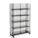 H-Shape Grid Mesh Gondola Display Stand with Baskets & Wheels – Double-Sided Retail Gridwall Merchandiser