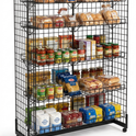 8ft H-Shape Grid Mesh Gondola Display Stand with Wheels – Double-Sided Retail Gridwall Merchandiser with Shelves