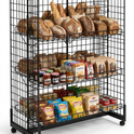 4ft H-Shape Grid Mesh Gondola Display Stand with Wheels – Double-Sided Retail Gridwall Merchandiser with Shelves