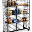 6ft H-Shape Grid Mesh Gondola Display Stand with Wheels – Double-Sided Retail Gridwall Merchandiser with Shelves