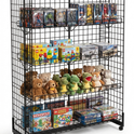 6ft H-Shape Grid Mesh Gondola Display Stand with Wheels – Double-Sided Retail Gridwall Merchandiser with Shelves