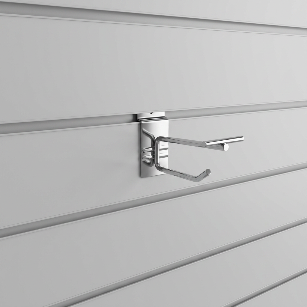 4 Inch Chrome Slatwall Single Prong Hook with Price Ticket Holder Arm