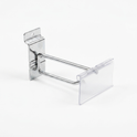 4 Inch Chrome Slatwall Single Prong Hook with Price Ticket Holder Arm