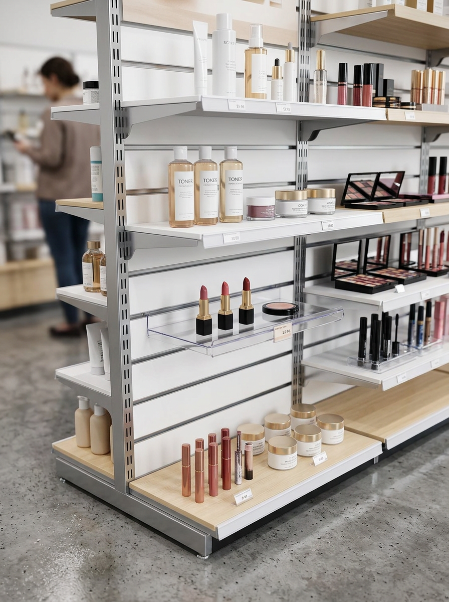 Clear Acrylic Slatwall Shelf with Lip – 10x25cm Retail Display Shelf