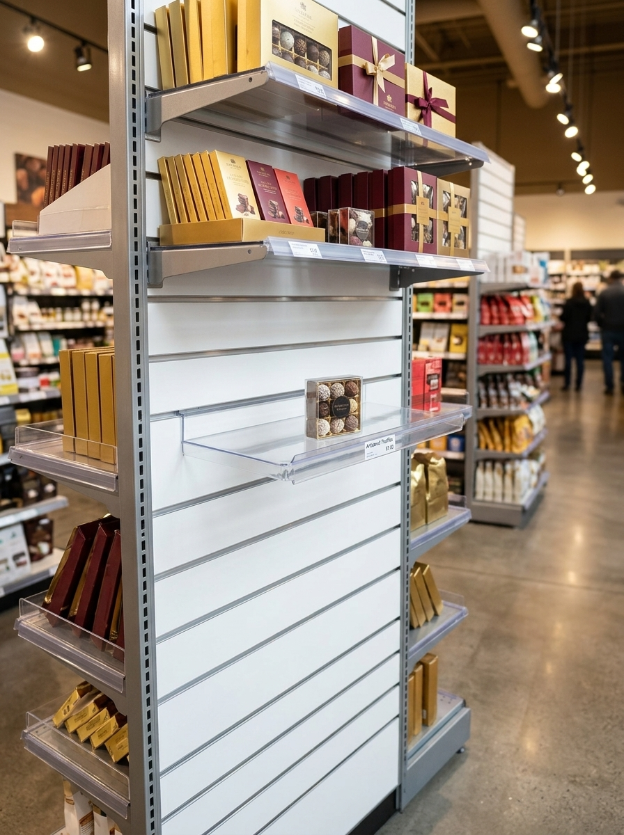 Clear Acrylic Slatwall Shelf with Lip – 10x25cm Retail Display Shelf