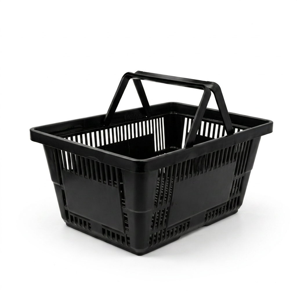 21L Black Plastic Shopping Baskets with Handles – Retail Store Carry Baskets