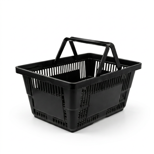 21L Black Plastic Shopping Baskets with Handles – Retail Store Carry Baskets