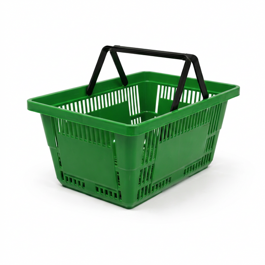 21L Green Plastic Shopping Baskets with Handles – Retail Store Carry Baskets