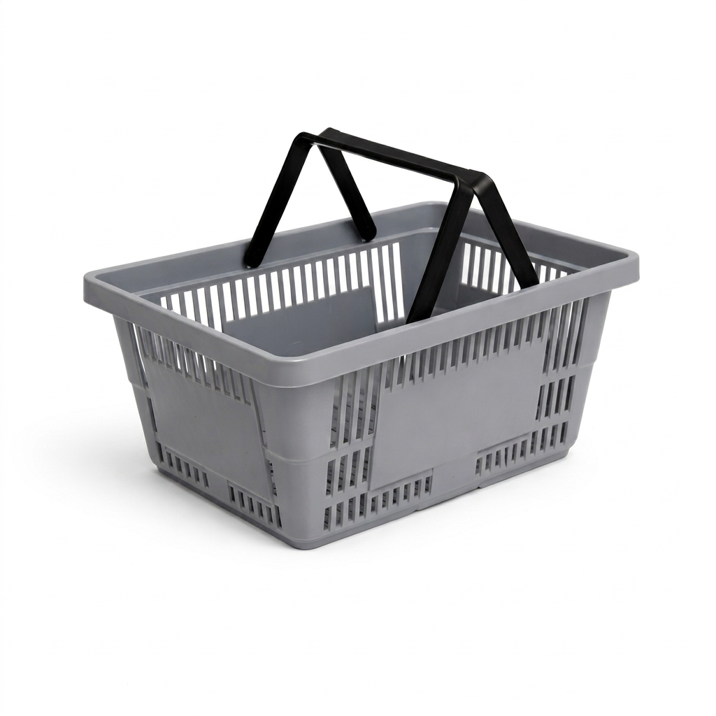 21L Grey Plastic Shopping Baskets with Handles – Retail Store Carry Baskets