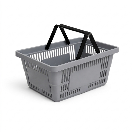 21L Grey Plastic Shopping Baskets with Handles – Retail Store Carry Baskets