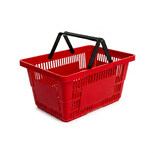 21L Red Plastic Shopping Baskets with Handles – Retail Store Carry Baskets