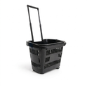 31L Black Shopping Basket with Wheels & Telescopic Handle – Plastic Rolling Basket