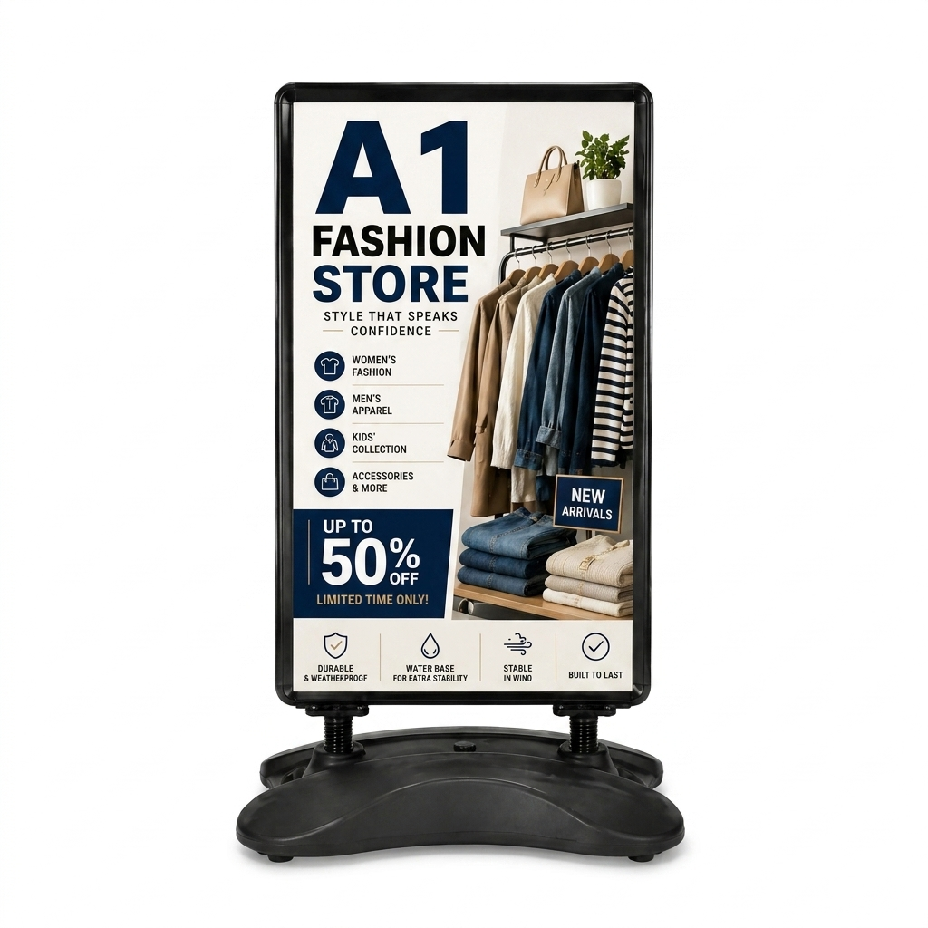A1 & A2 Black Waterbase Pavement Sign – Outdoor Poster Stand