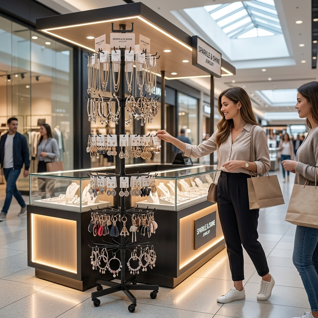 6 Tier Jewellery Display Stand – Rotating Spinner Display Rack