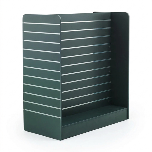 Black H-Shaped Slatwall Gondola Display with Aluminium Inserts – 4.32m² Display Area