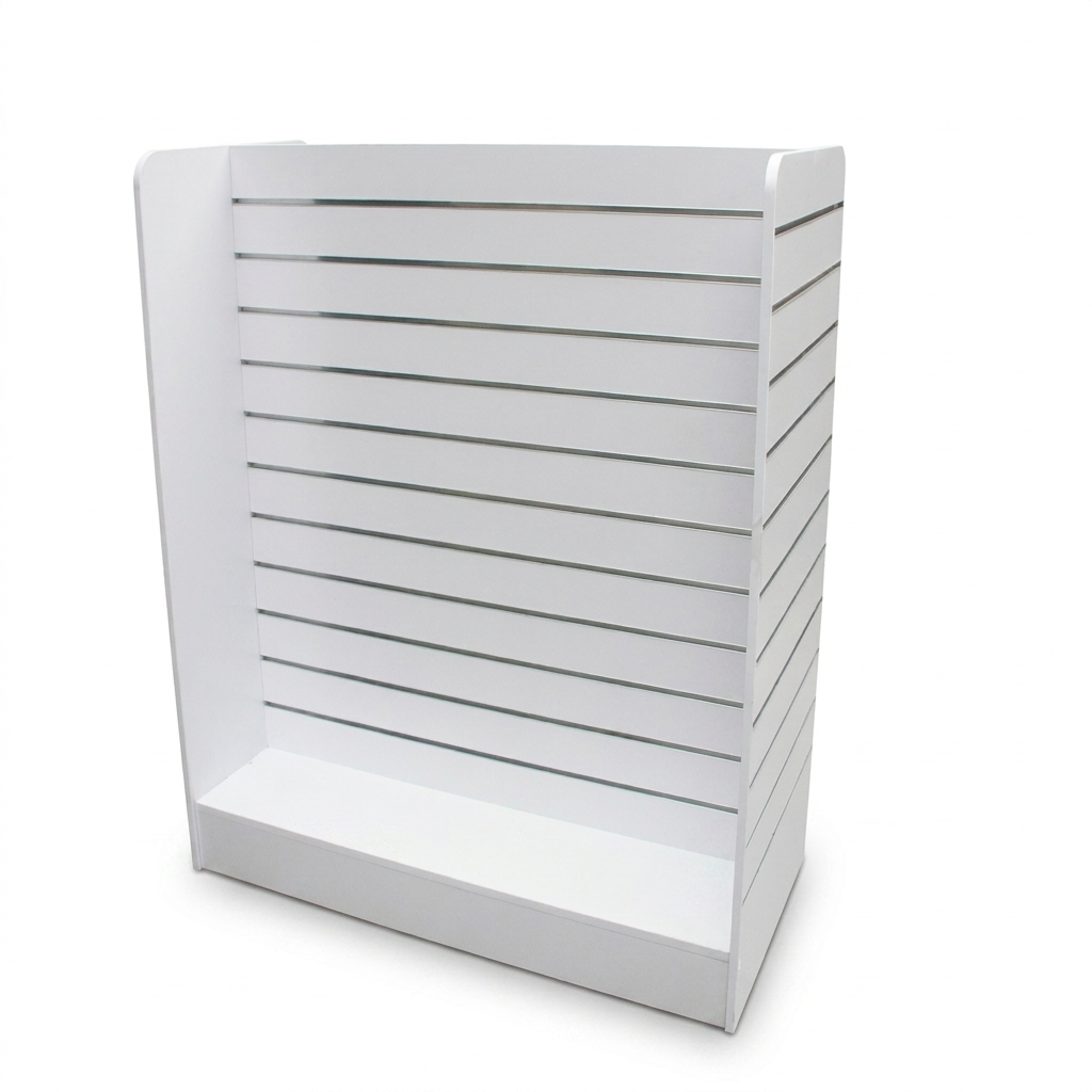 White H Shape Slatwall Gondola With Aluminium Inserts – 4.32m²