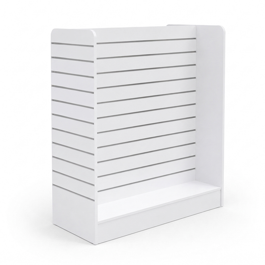 White H Shape Slatwall Gondola With Aluminium Inserts – 4.32m²