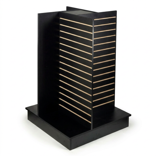 Black 4-Way Slatwall Gondola Display Stand with Aluminium Inserts