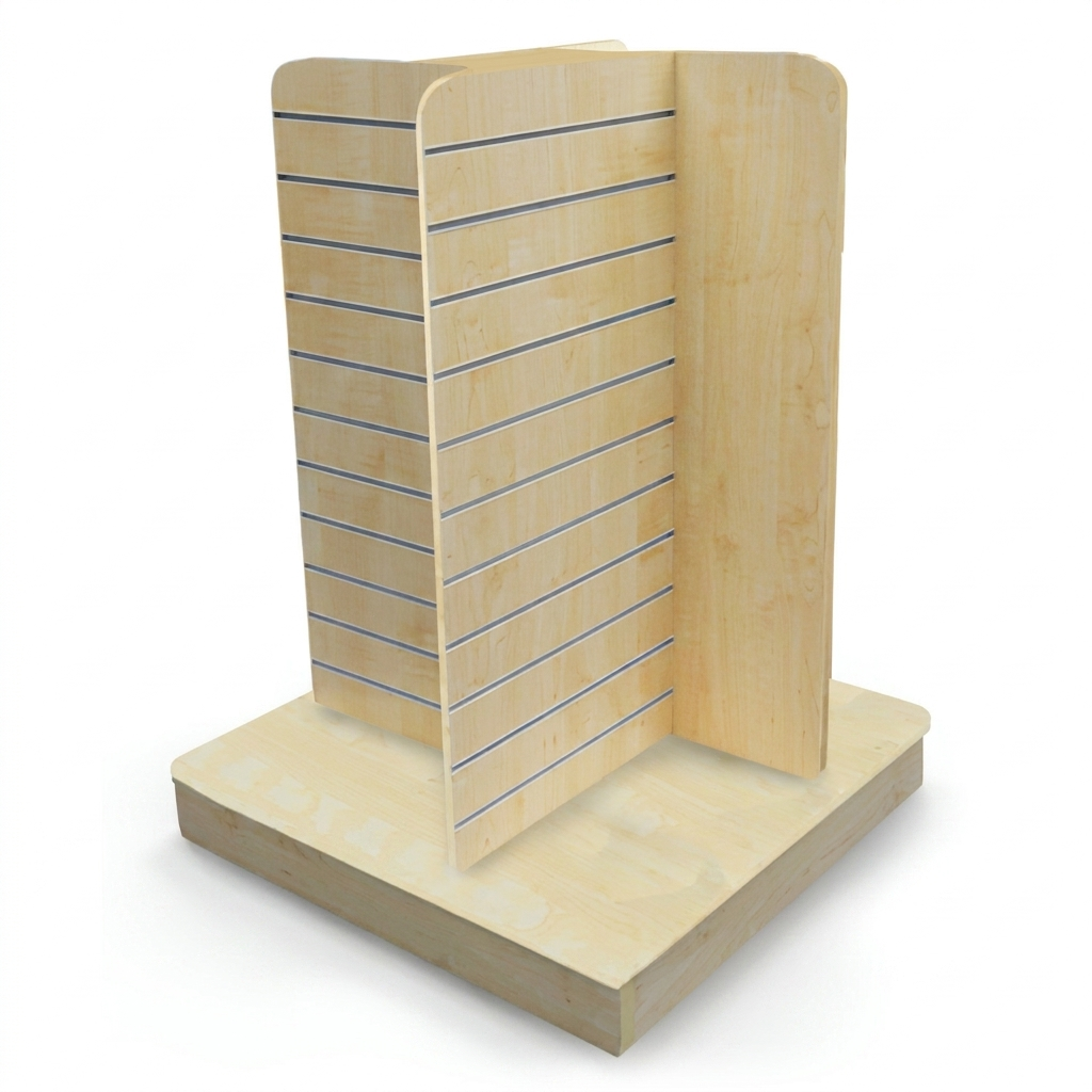 Maple 4-Way Slatwall Gondola Display Stand with Aluminium Inserts