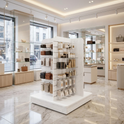 White 4-Way Slatwall Gondola Display with Aluminium Inserts