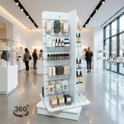 White 4-Way Rotated Slimline Slatwall Gondola with Aluminium Inserts – 1.68m² Display Area