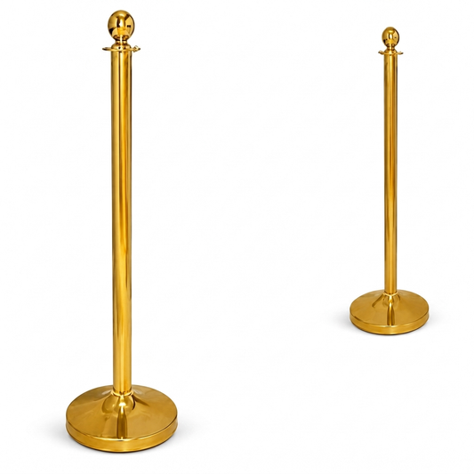 Premium Gold Stainless Steel Queue Barrier Post – Polished Crowd Control Stanchion