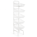 5 Tier Basket Stand White Shop Display for Bread, Snacks, Clothes or Toys