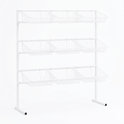3 Tier Display Stand – 9 Basket Unit Stand White Shop Display for Bread, Snacks, Clothes or Toys