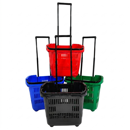 Pack of 10 Plastic Shopping Trolley Basket Supermarket Retail Store 31 Litre Capacity