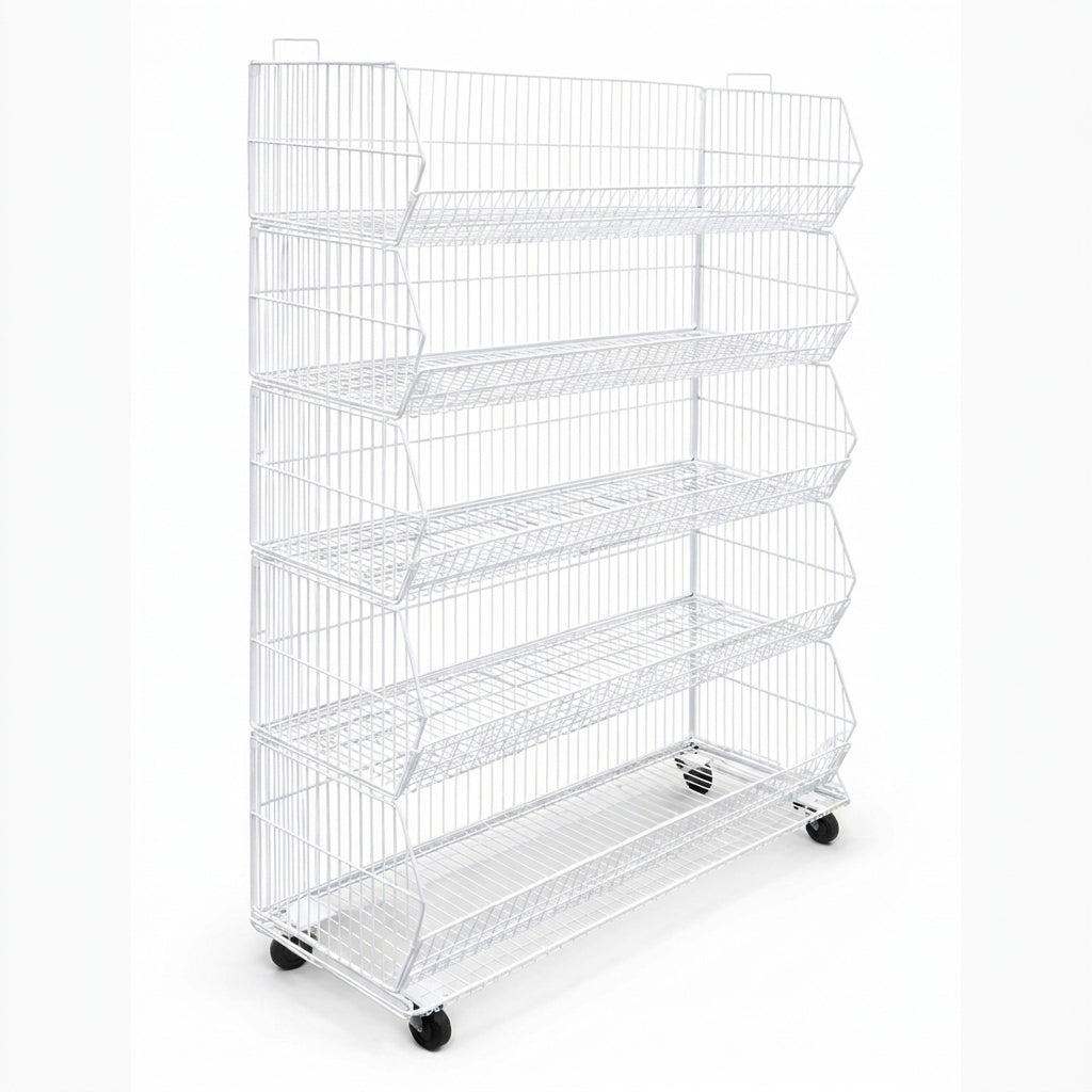 Pallet Of 100cm Stackable Baskets Black/White/Chrome Colour