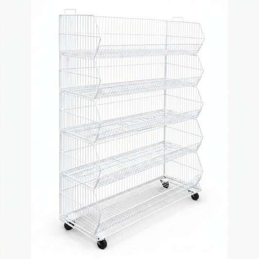 Pallet Of 100cm Stackable Baskets Black/White/Chrome Colour