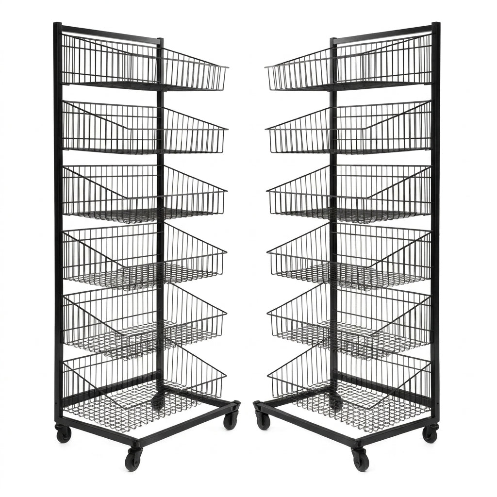 Black  Heavy Duty 6 Tier Stackable Display Basket
