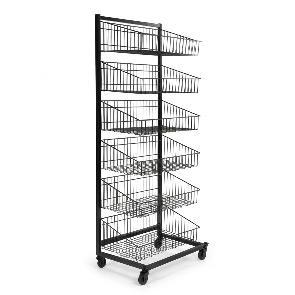Black  Heavy Duty 6 Tier Stackable Display Basket
