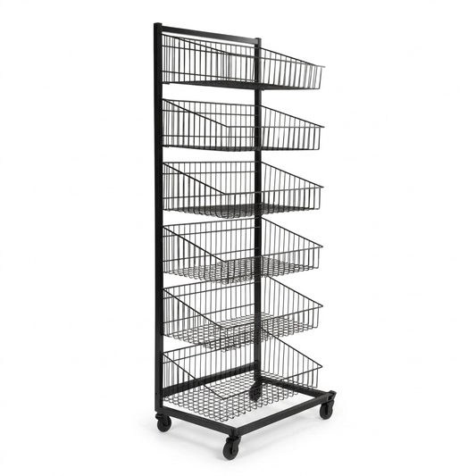 Black  Heavy Duty 6 Tier Stackable Display Basket