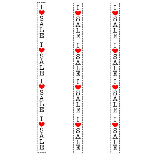 Vertical I LOVE SALE Poster Window Display Sign-Pack of 3