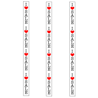 Vertical I LOVE SALE Poster Window Display Sign-Pack of 3