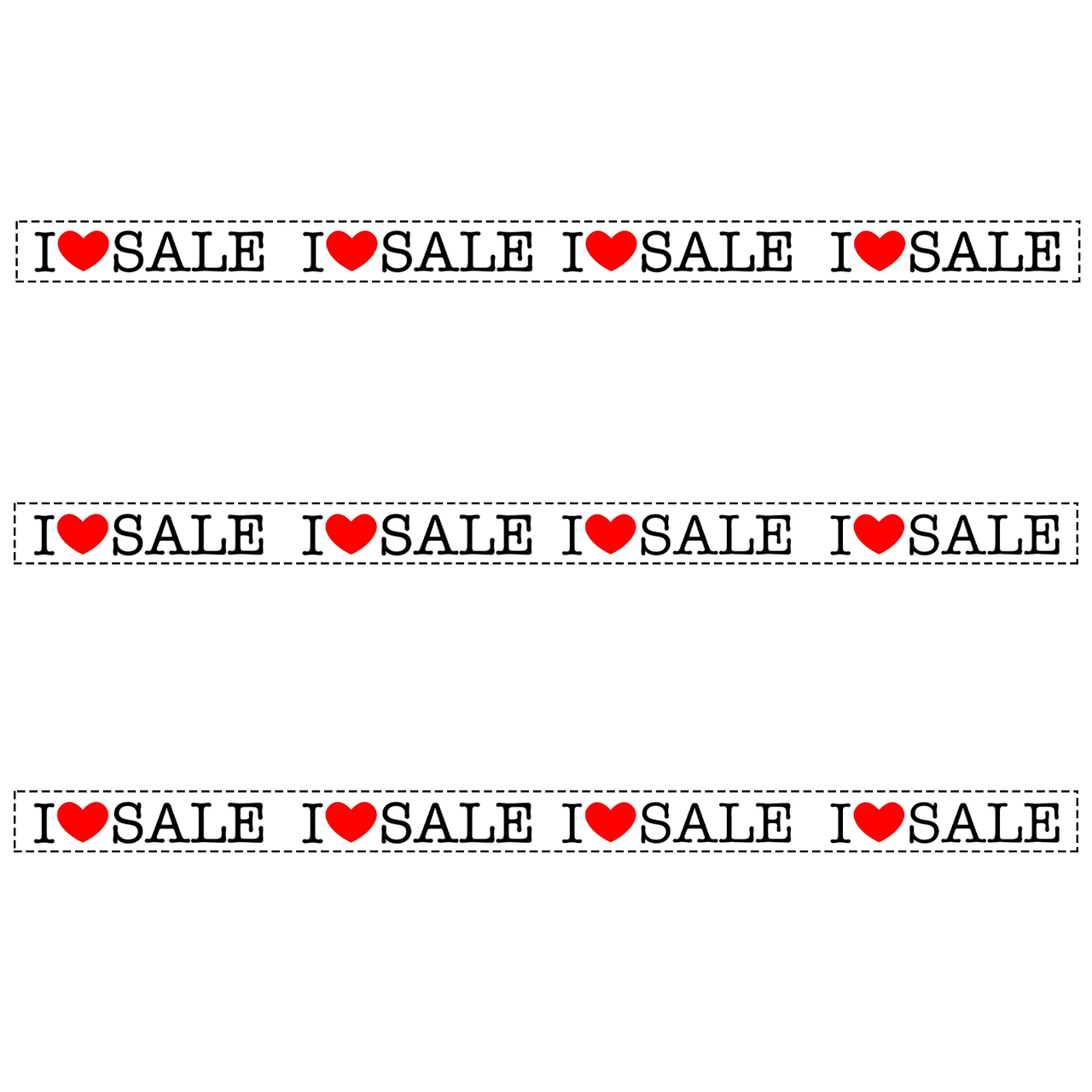 Horizontal I LOVE SALE Poster Window Display Sign-Pack of 3
