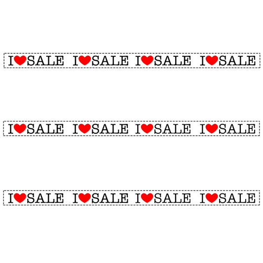 Horizontal I LOVE SALE Poster Window Display Sign-Pack of 3