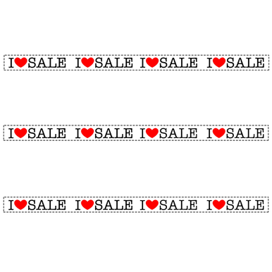 Horizontal I LOVE SALE Poster Window Display Sign-Pack of 3