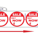 500x45mm Round Adhesive Sale Was/Now Stickers