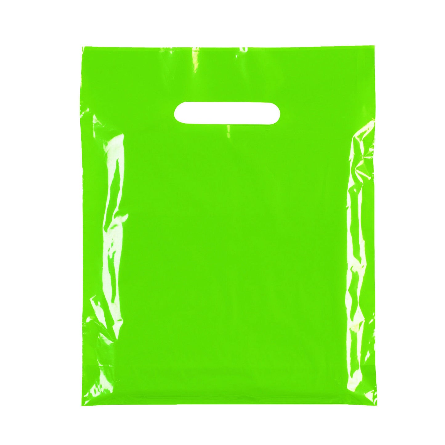 100x Plastic Plain Lime Green Carrier Bags