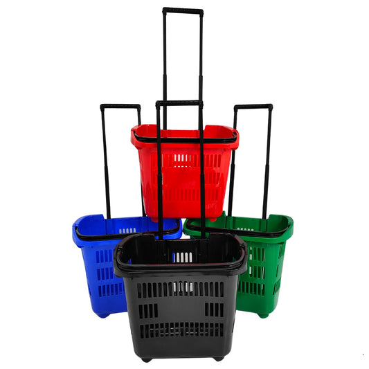 Pack of 10 Plastic Shopping Trolley Basket Supermarket Retail Store 31 Litre Capacity
