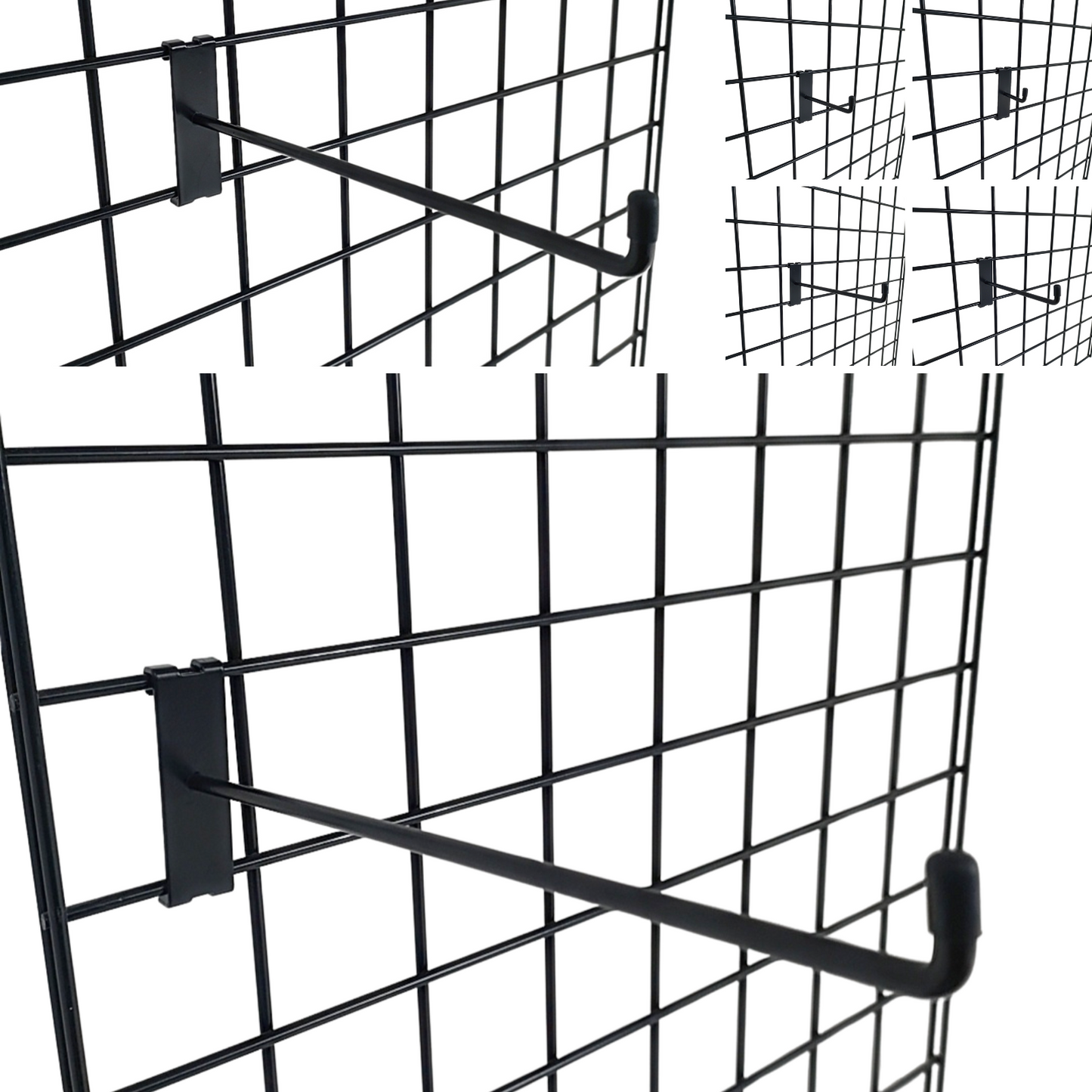 Black Grid Mesh Hooks Single Prong Shop Display