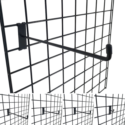 Black Grid Mesh Hooks Single Prong Shop Display