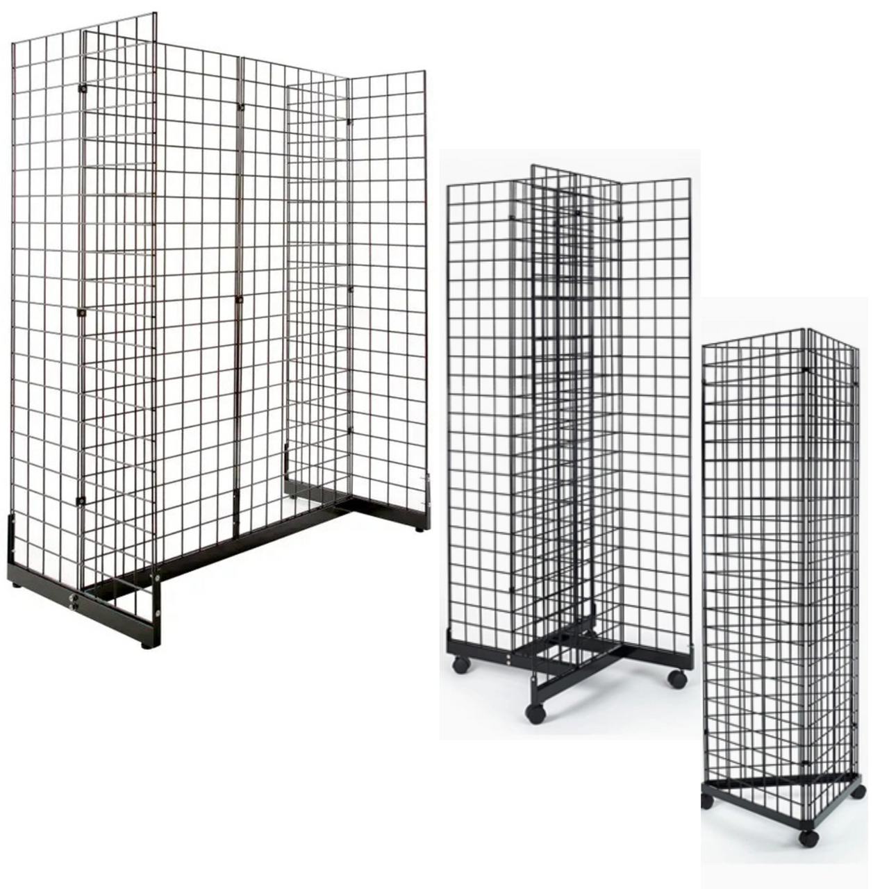 Black Grid Mesh Panels with Base for Retail Display Set