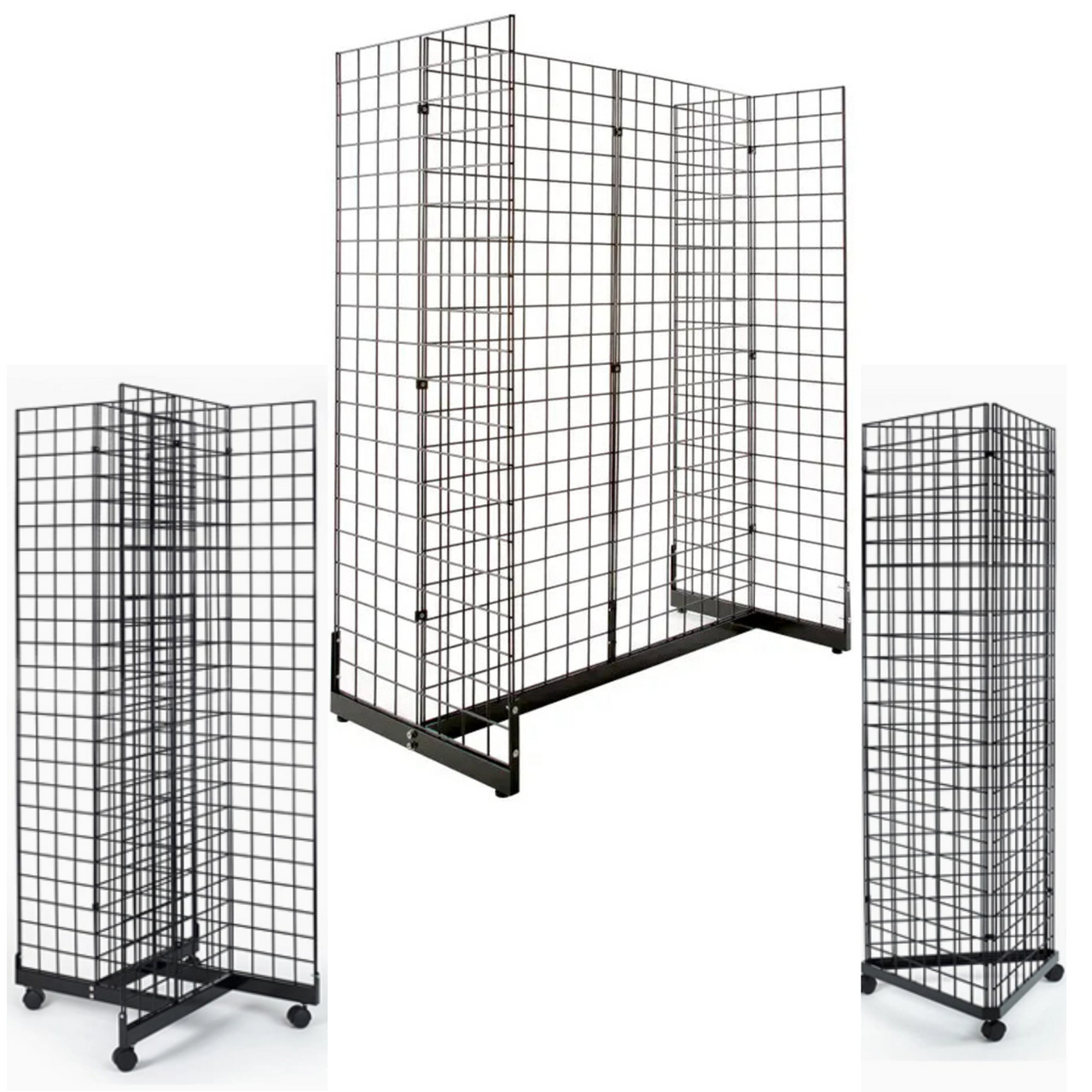 Black Grid Mesh Panels with Base for Retail Display Set