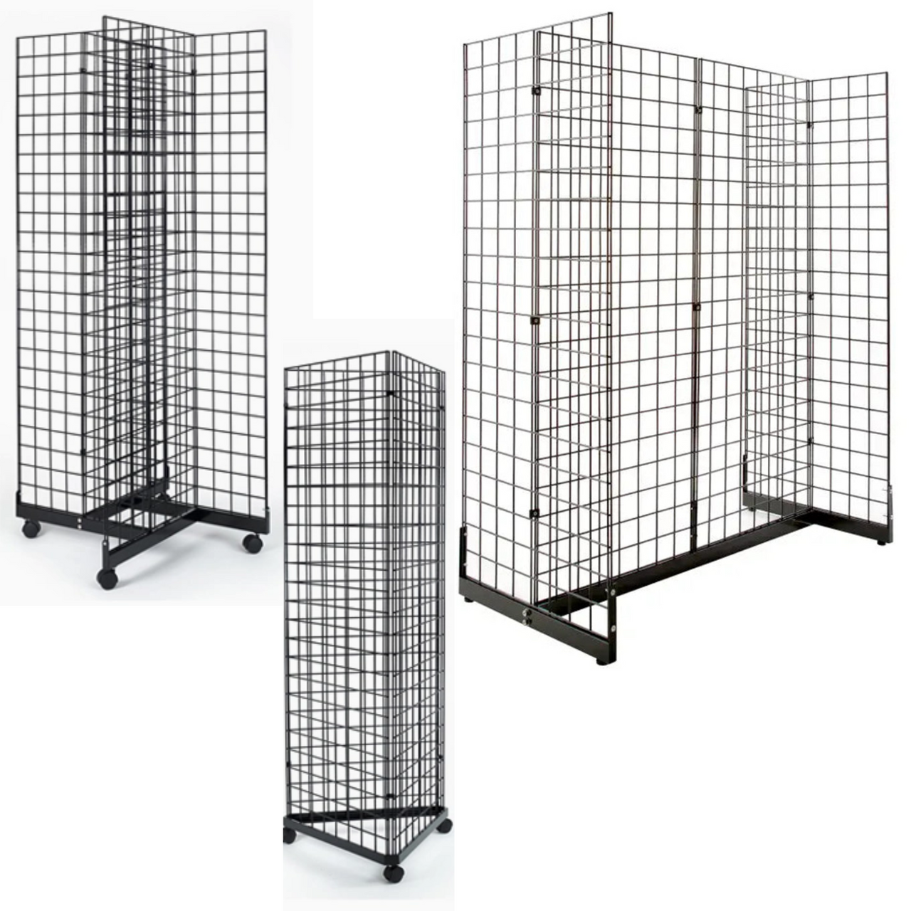 Black Grid Mesh Panels with Base for Retail Display Set