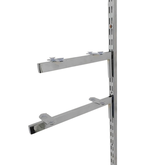 Chrome Glass Shelf Brackets For Upright Dual Suction Pad For Holding 2 Glass