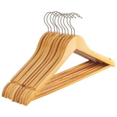 Round Trouser Bar and Shoulder Strong Premium Wooden Coat Hangers