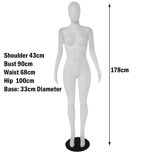 Matte Female Plastic Display Egg Head Mannequin – White 178